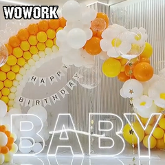 neon stand backdrop for baby birthday party