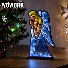 WOWORK wholesale 5V mini tunnel mirror led lights Infinity Christmas hats Sign 3D Illusion endless tunnel of light for XMAS birthday decor