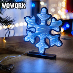 WOWORK wholesale pvc acrylic mini Psychedelic Style desk infinity mirror tunnel penguin light lamp Led lighting Christmas decoration