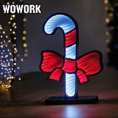 WOWORK decorative abyss led infinity mirror Christmas Santa Claus Shape light sign gift for XMAS event home decoration