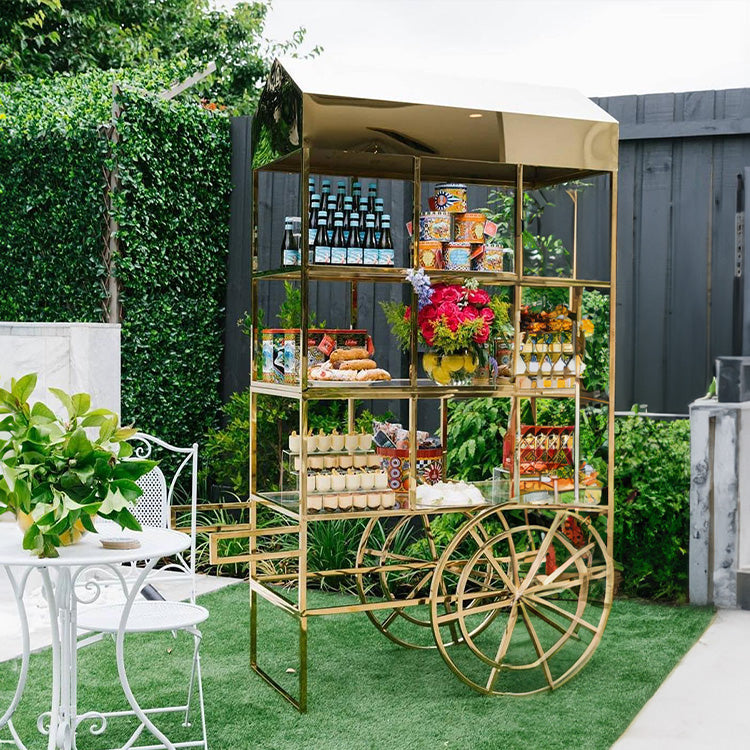 gold mirror dessert party cart