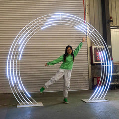Meteor Arch Backdrop glowing at wedding ceremony