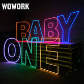 neon stand backdrop for baby birthday party