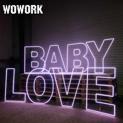 neon stand backdrop for baby birthday party