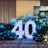marquee number 40 with LED lights at birthday party