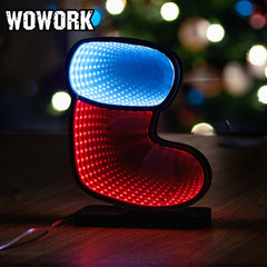 WOWORK Hot Sale RGB Easily Assembled 3D snowflake Infinite Mirror sign lights abyss Multi-layer lighting for Christmas decoration