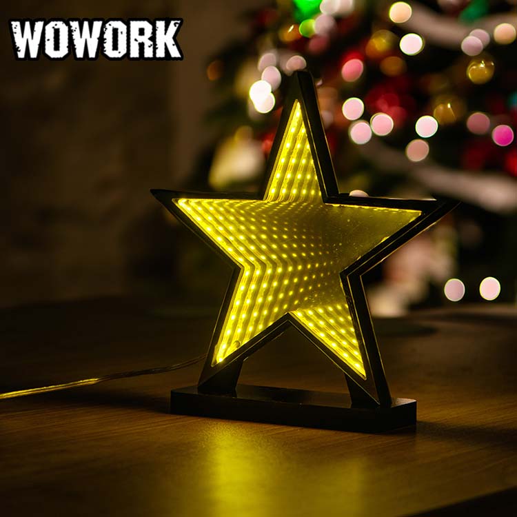 WOWORK Direct Selling neon tube RGB full color Mirror Reflection 3D LED Abyss Mirror NEON light Abyssal Magic sign for Christmas