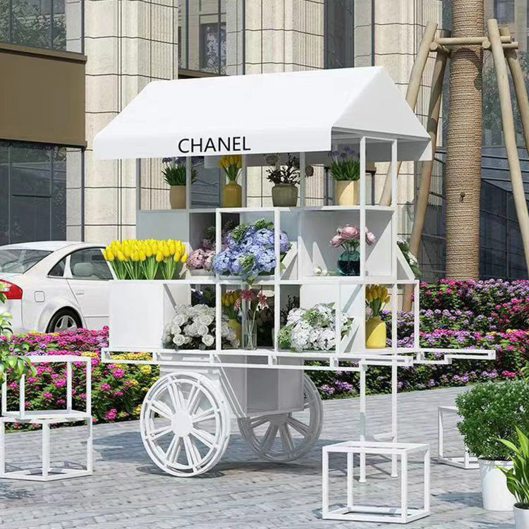 white Metal iron candy flower dessert cart for wedding party event decoration