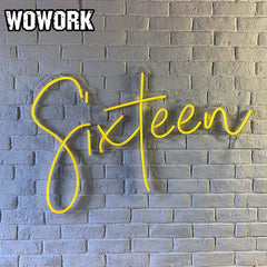 neon sign sixteen number for birthday party