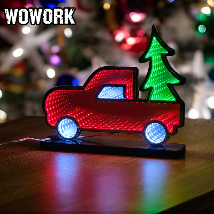 WOWORK wholesale pvc acrylic mini Psychedelic Style desk infinity mirror tunnel penguin light lamp Led lighting Christmas decoration