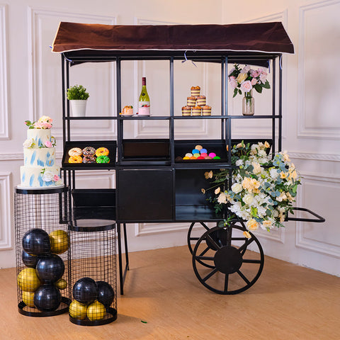 Black Metal iron candy flower dessert cart for wedding party event decoration