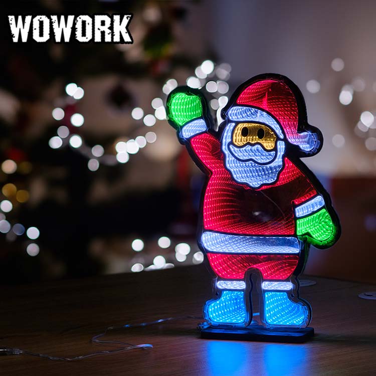WOWORK wholesale 5V mini tunnel mirror led lights Infinity Christmas hats Sign 3D Illusion endless tunnel of light for XMAS birthday decor