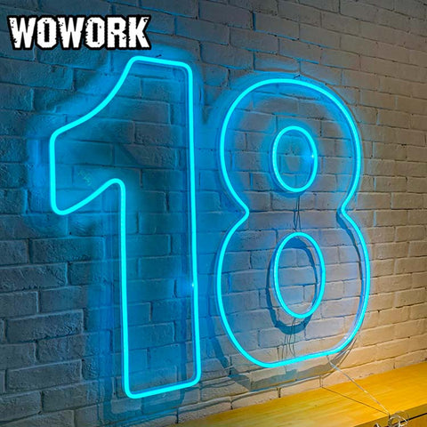 18 number neon sign for party