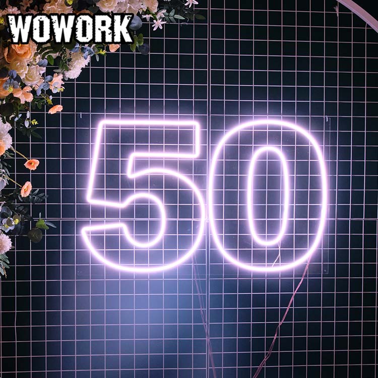 50 number neon sign for party
