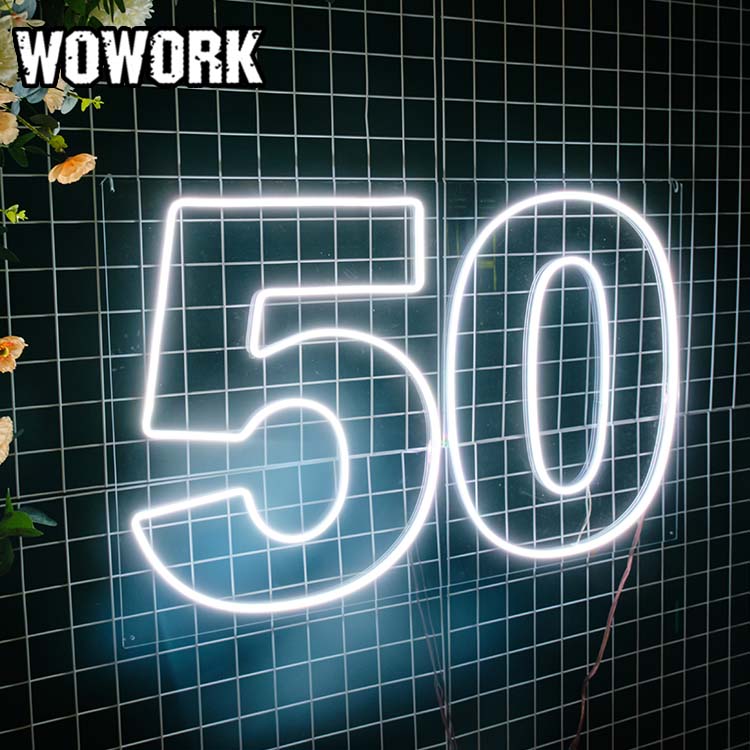 50 number neon sign for party
