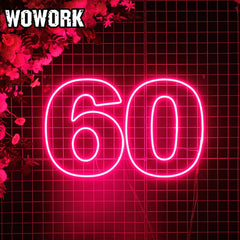 60 number neon sign for party