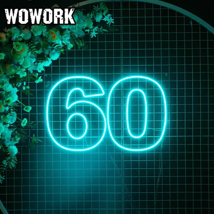 60 number neon sign for party
