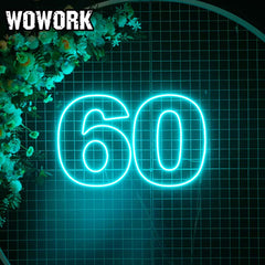 60 number neon sign for party