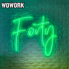 Forty number neon sign for party