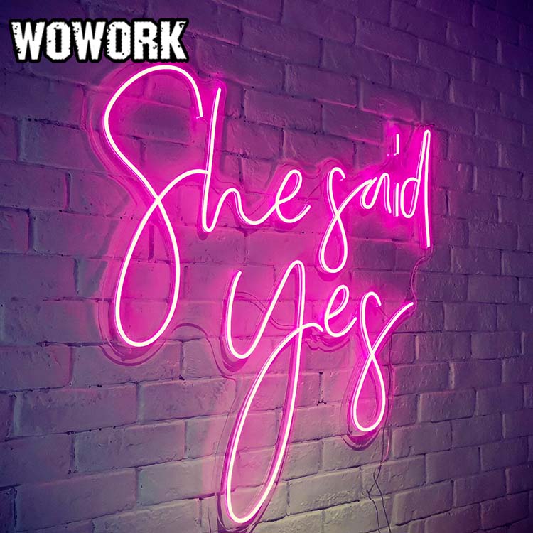 she said yes neon sign for wedding decoration