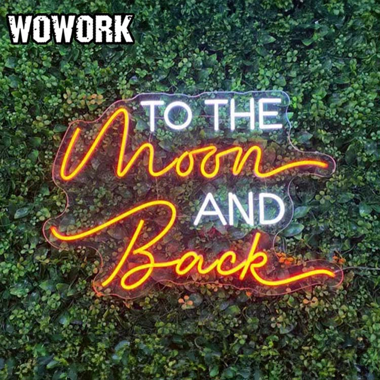 to the moon and back neon sign wall for event decor