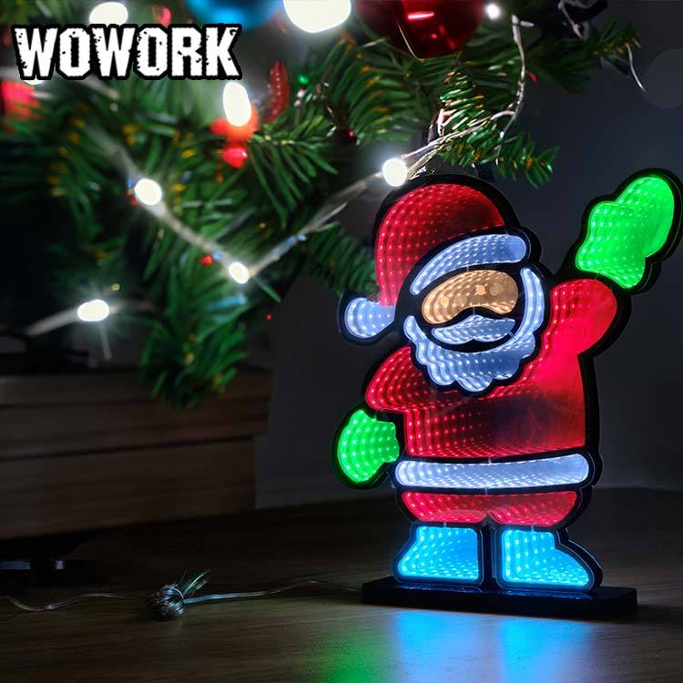 WOWORK Direct Selling neon tube RGB full color Mirror Reflection 3D LED Abyss Mirror NEON light Abyssal Magic sign for Christmas