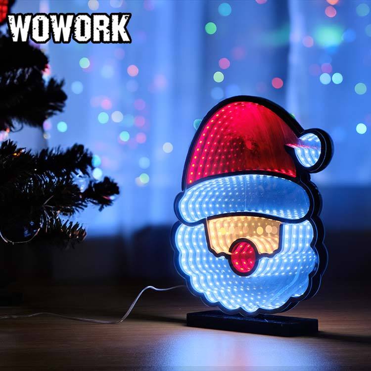 WOWORK Direct Selling neon tube RGB full color Mirror Reflection 3D LED Abyss Mirror NEON light Abyssal Magic sign for Christmas
