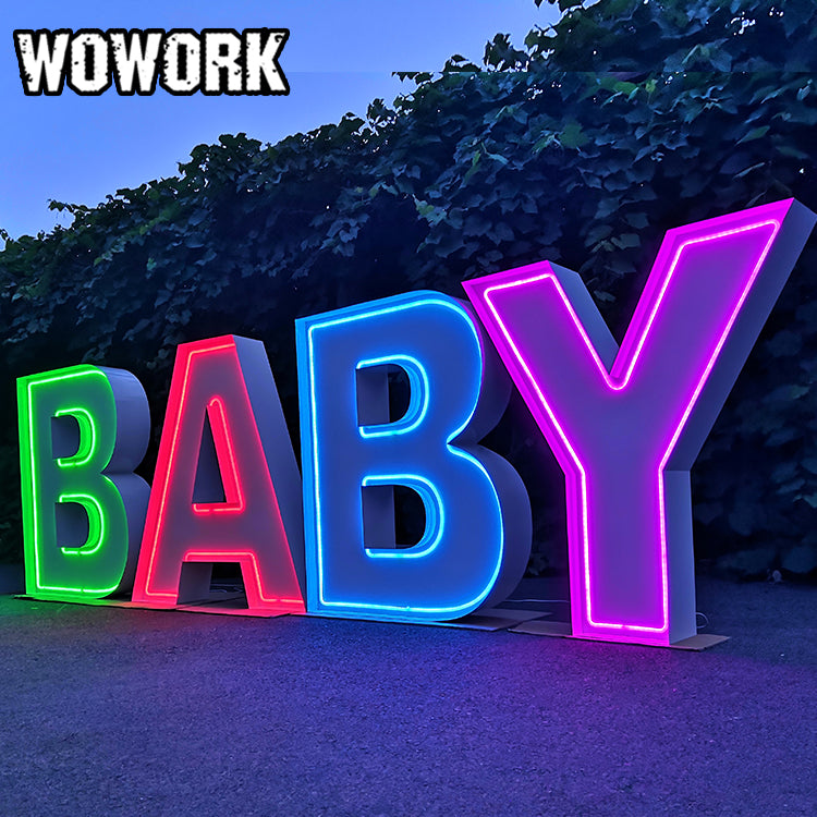 neon marquee letter "BABY"