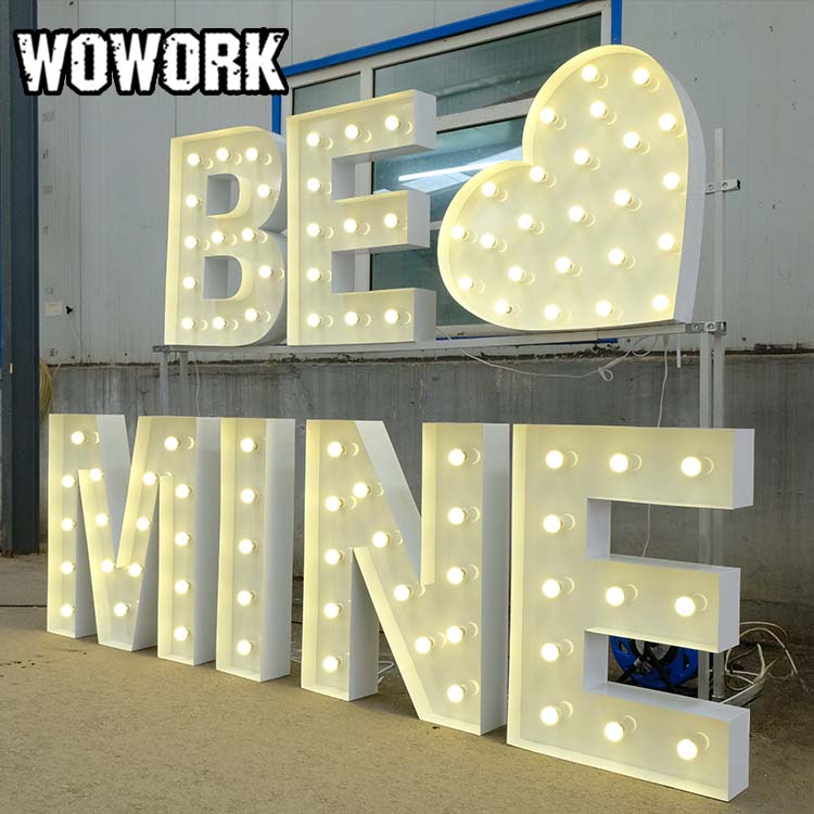 be mine heart marquee letters light