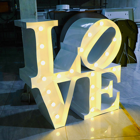 marquee letter light up bulb Light Iron Letter Table for wedding party decoration