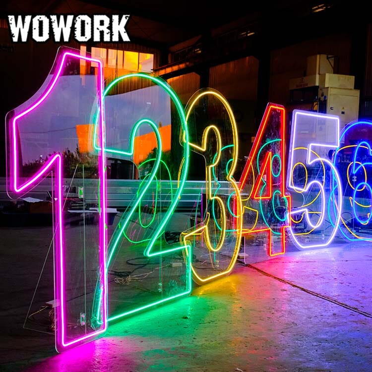 RGB neon numbers for birthday party event decoration