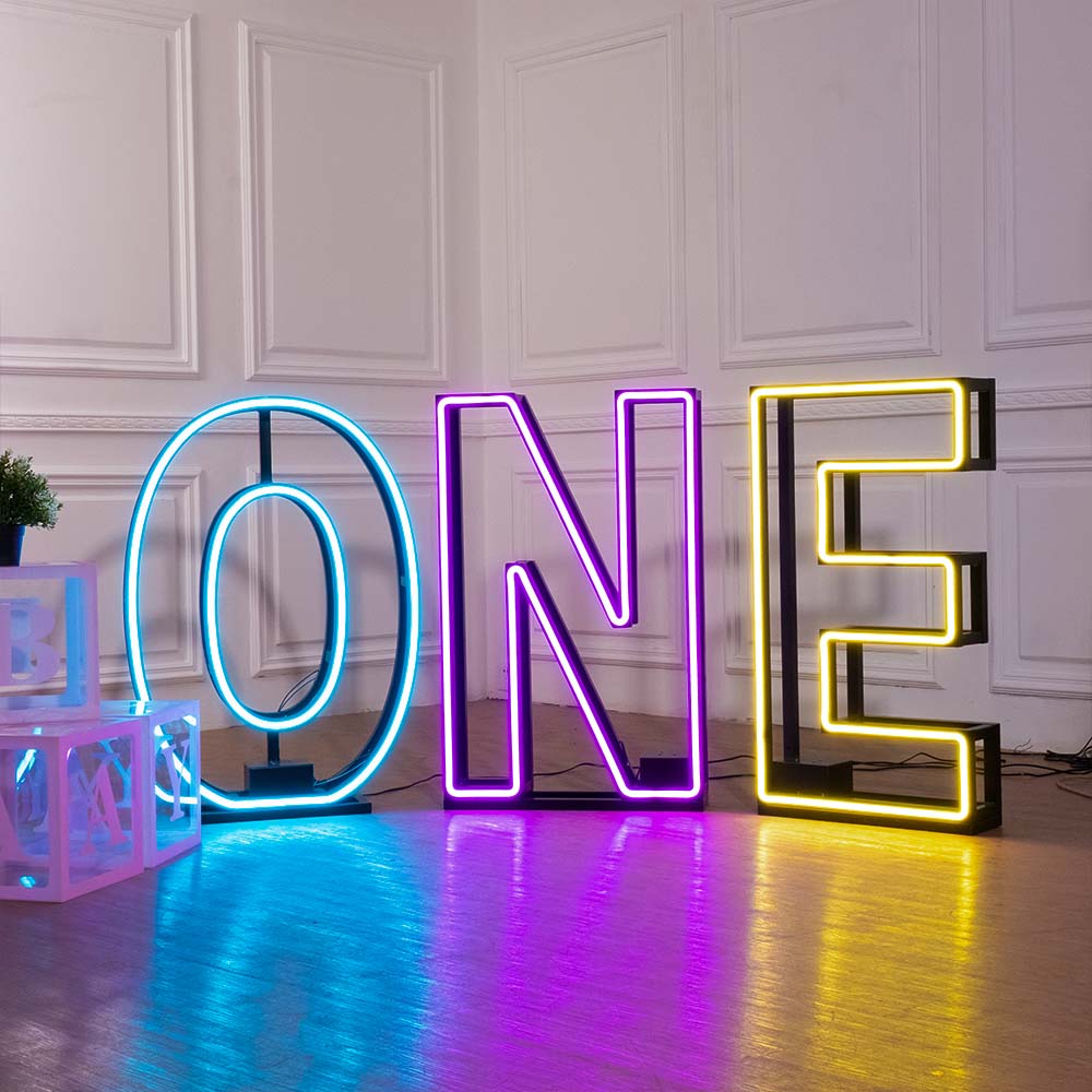 3d LED marquee neon alphabet lights for baby shower