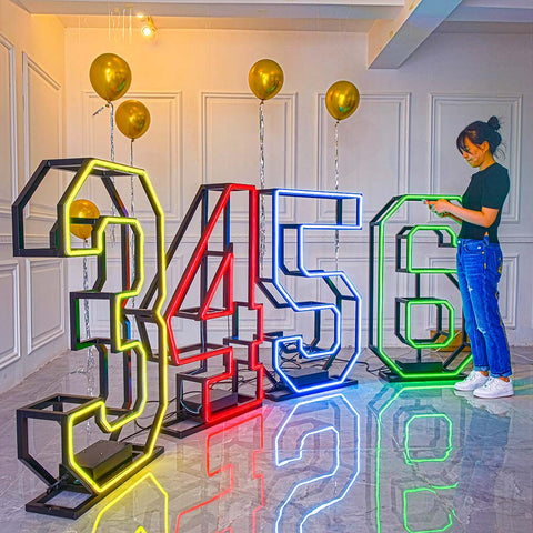 Illuminated Large Lighted Frame Neon Numbers 3D Frame Letter