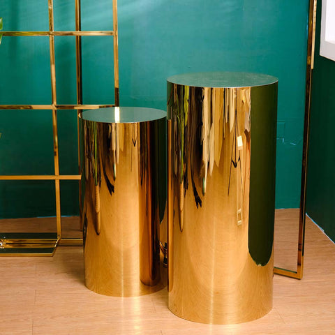 gold silver mirror wedding plinth