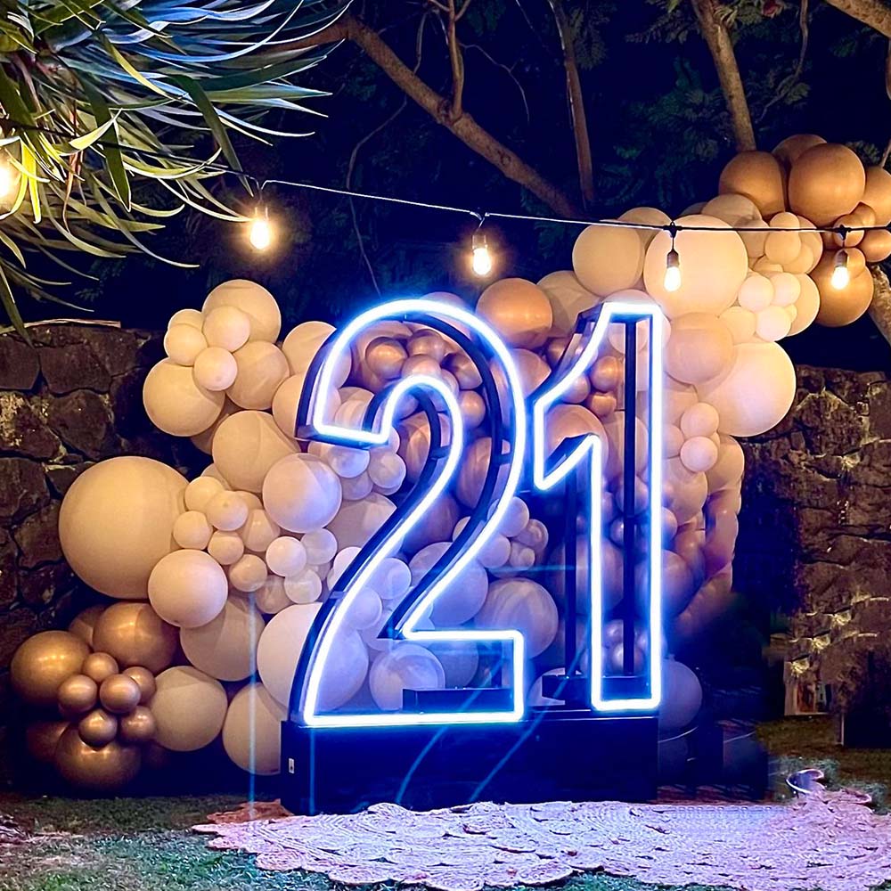 neon letters outdoor decor
