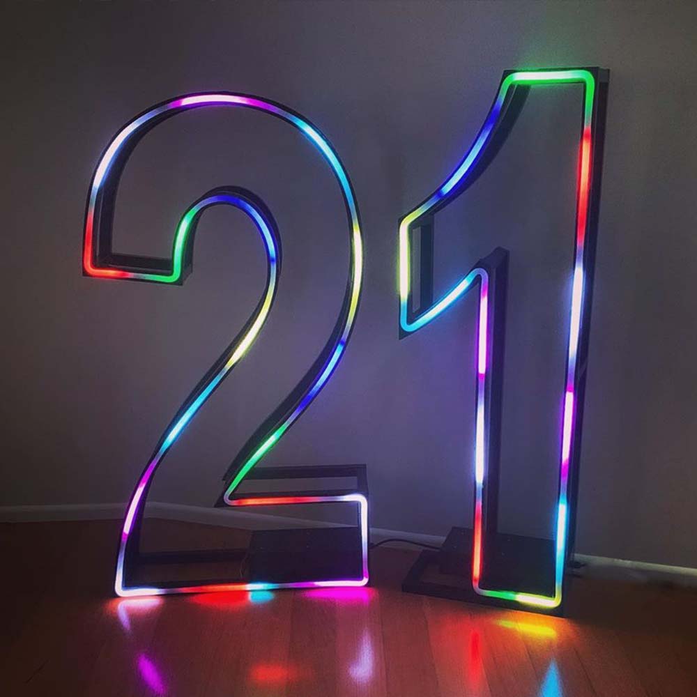 21 white metal light up numbers