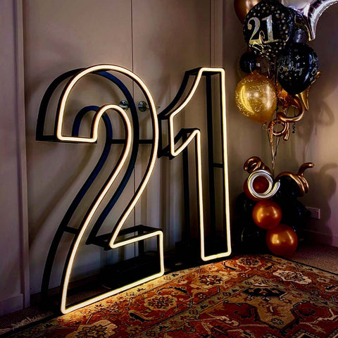 3d frame 21 neon sign numbers