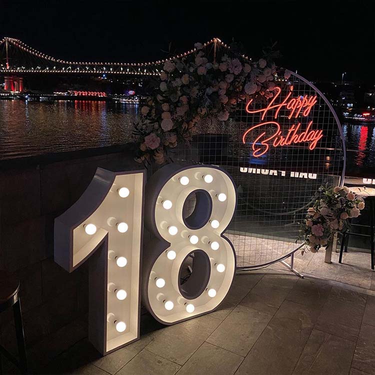 marquee numbers with lights