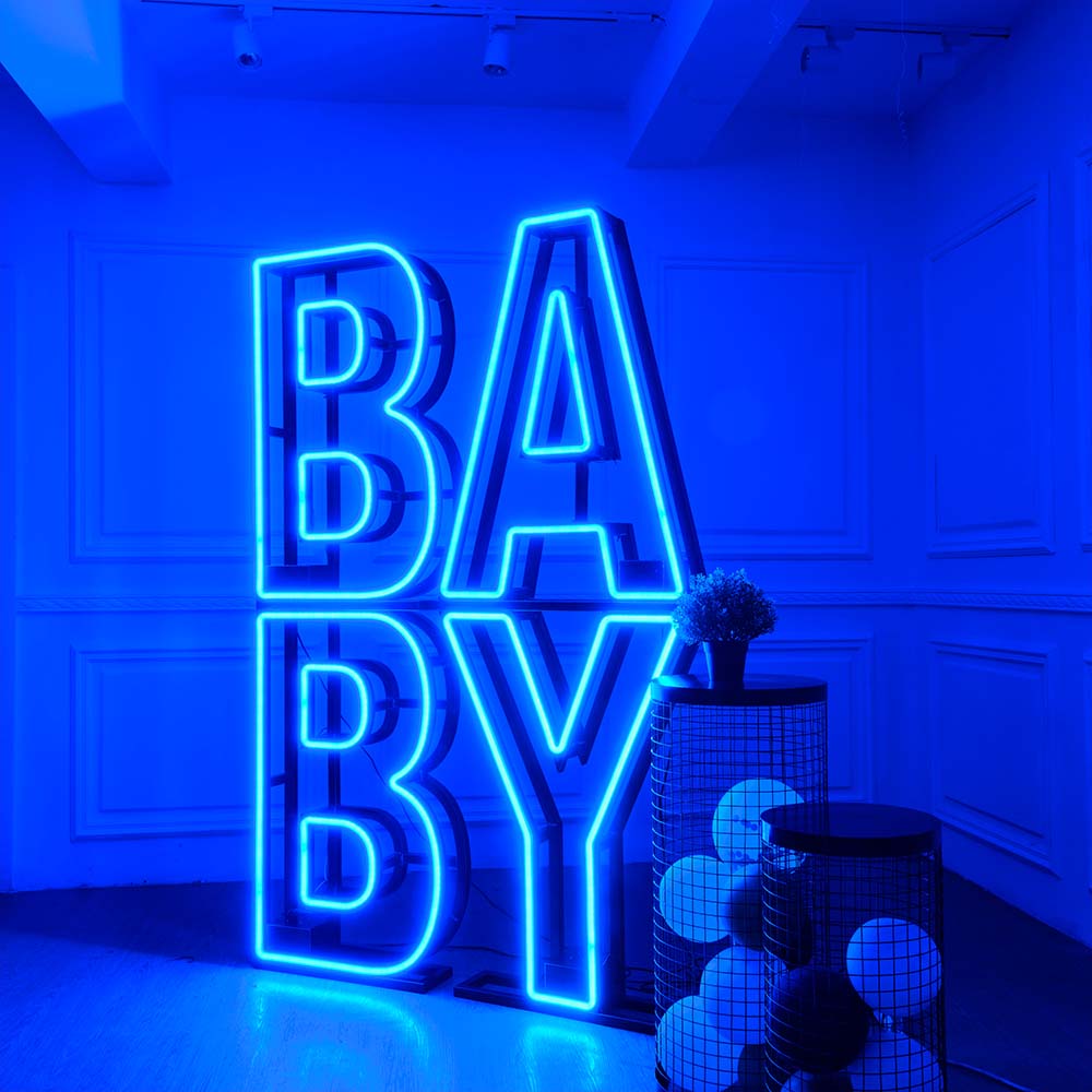 3d LED marquee neon alphabet lights for baby shower