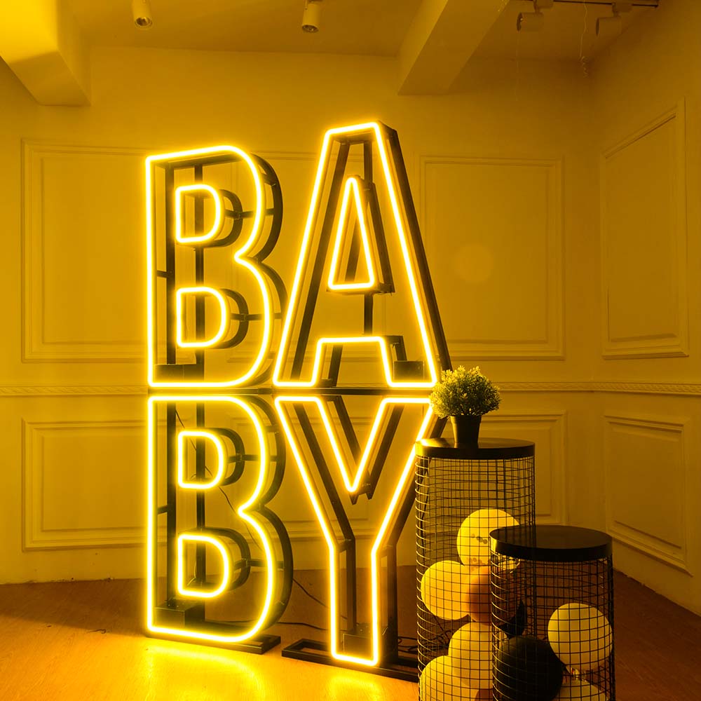 3d LED marquee neon alphabet lights for baby shower