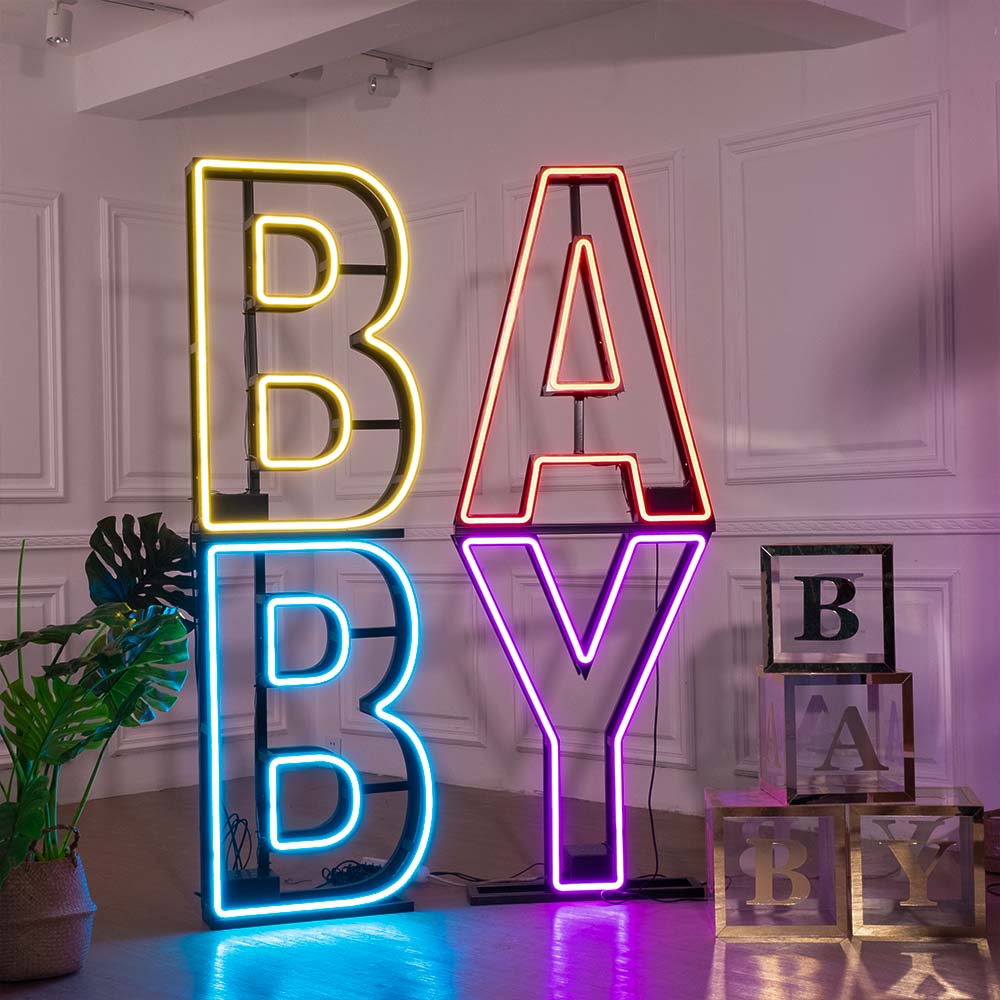 3d LED marquee neon alphabet lights for baby shower