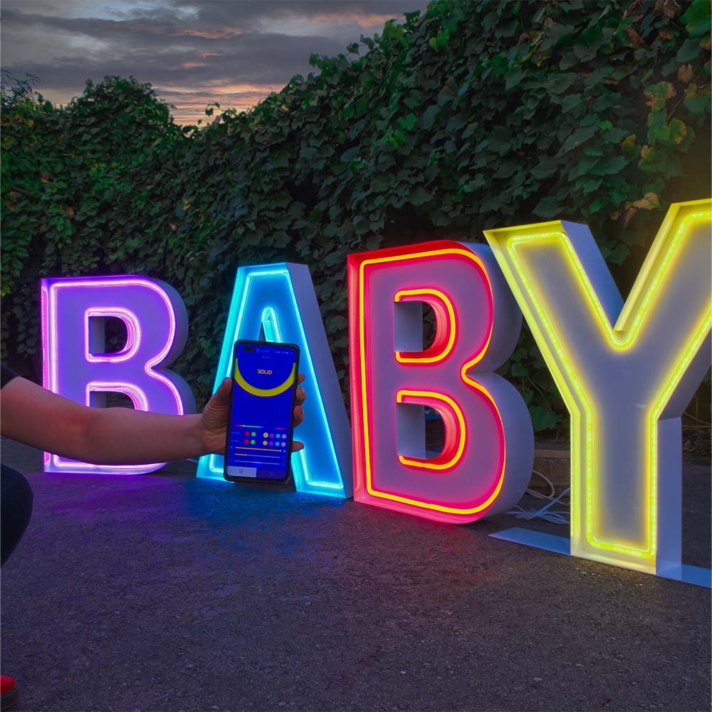 BABY RGB neon light sign letters backdrop stand