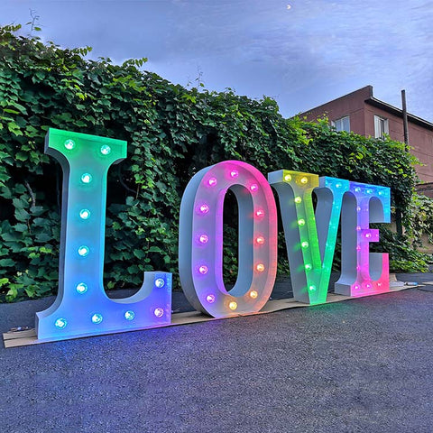 large marquee letters with led lights for wedding