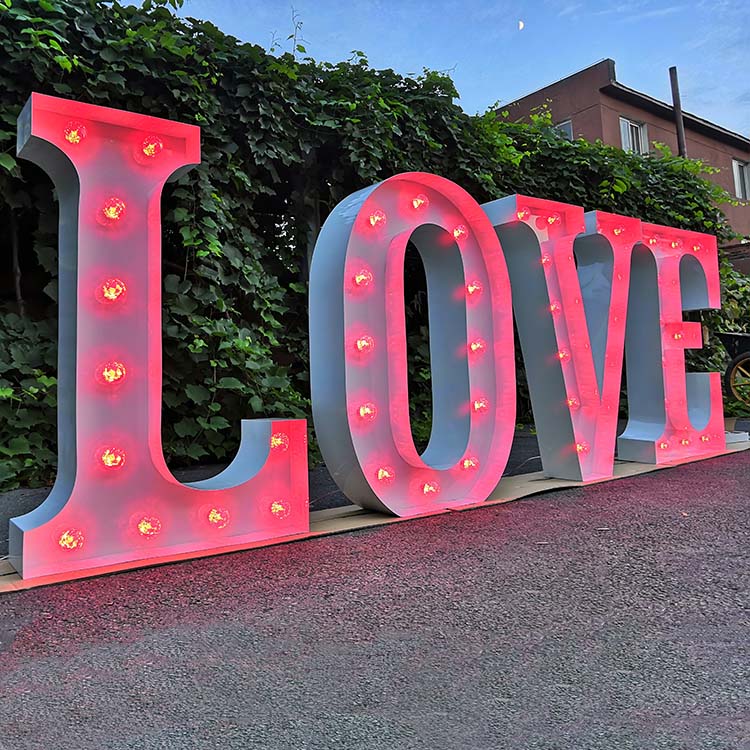 large marquee letters with led lights for wedding