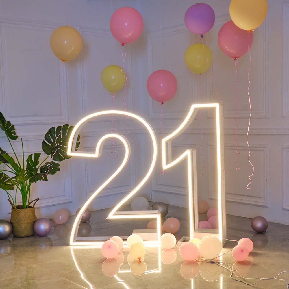 21 white metal light up numbers